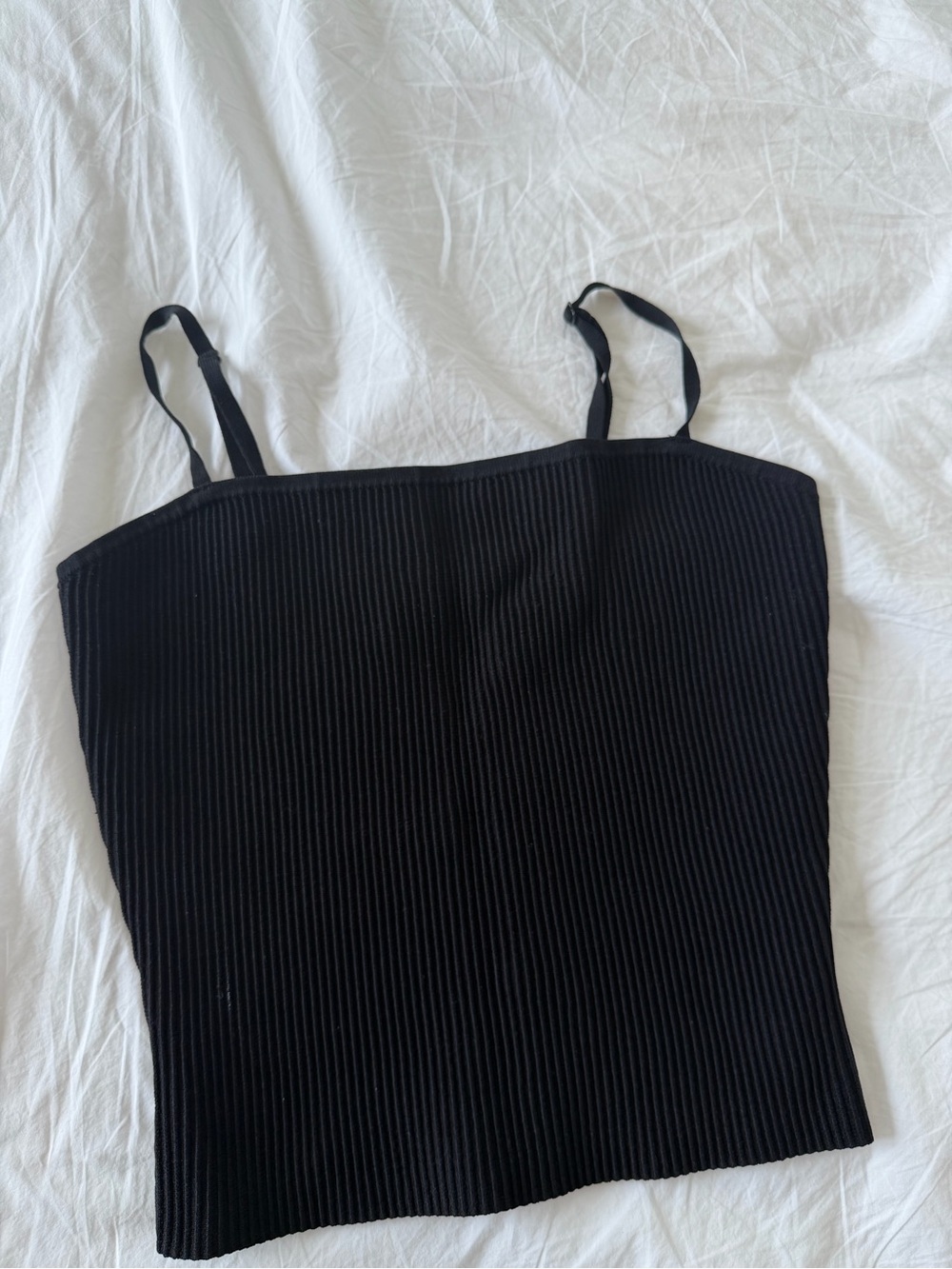Aritzia Black Ribbed Tank with Adjustable Straps